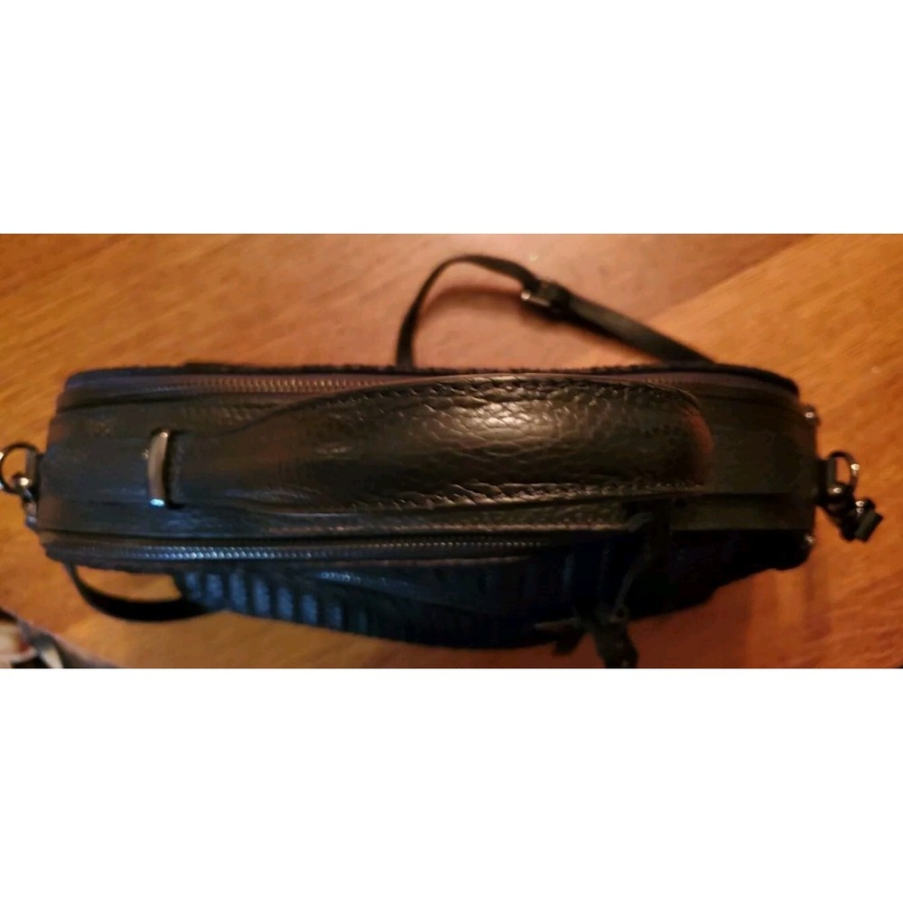 Giorgia Milani Woven Leather Satchel Purse Handbag black Italian Made Crossbody - Picture 10 of 10